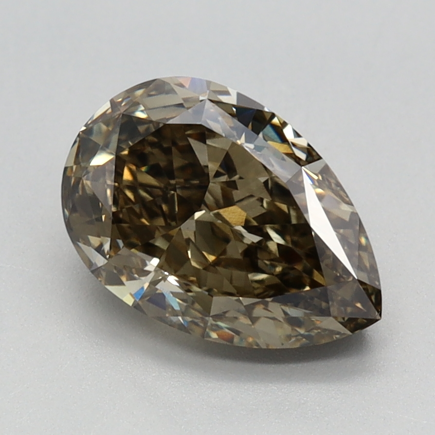 1.87 carat Fancy Brown Pear lab grown diamond, VVS2, IGI certified