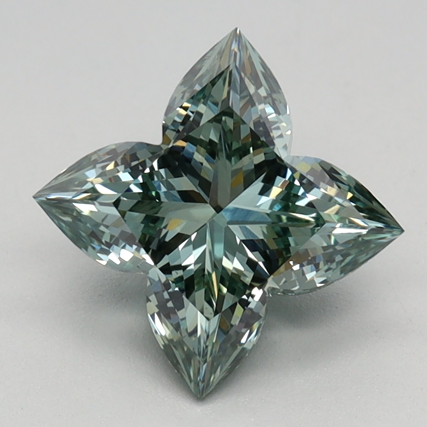 1.62 carat Fancy Vivid Green Lily Cut lab grown diamond, VVS2, IGI certified