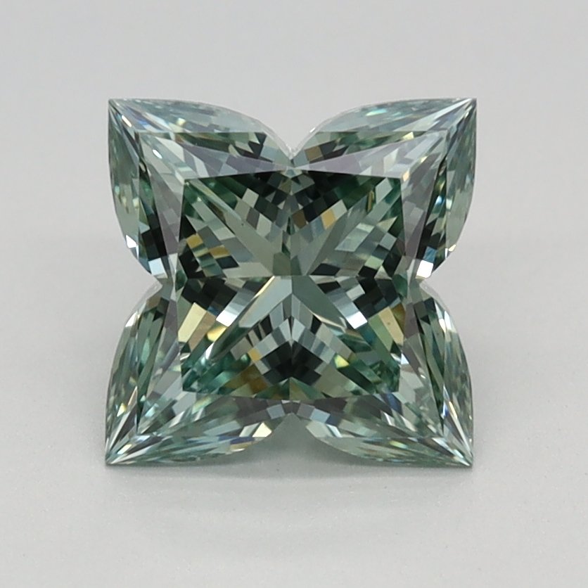 1.55 carat Fancy Vivid Green Lily Cut lab grown diamond, VS1, IGI certified