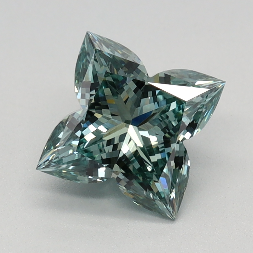 1.17 carat Fancy Vivid Green Lily Cut lab grown diamond, VVS2, IGI certified