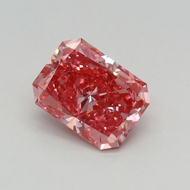 Actual 0.5 carat Vivid Pink Radiant lab-grown diamond