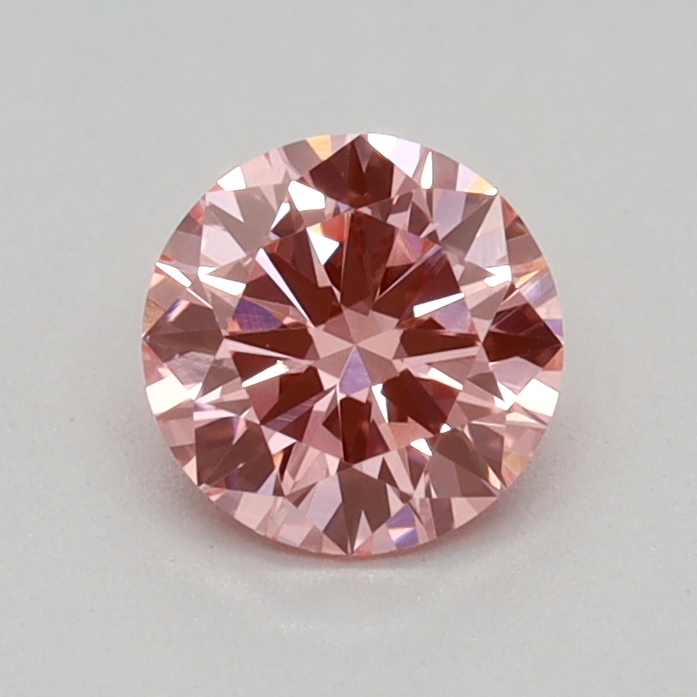 Actual 0.33 carat Vivid Pink Round lab-grown diamond