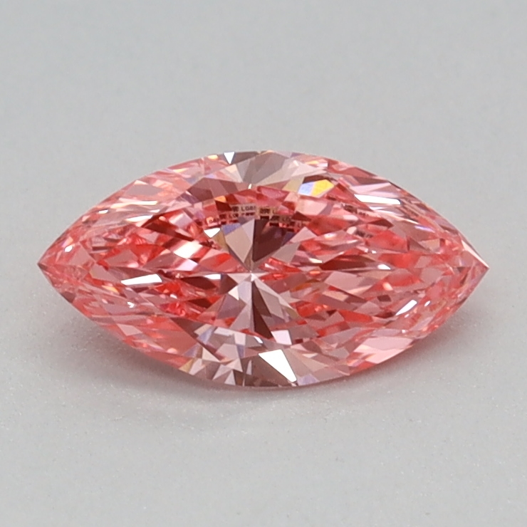 Actual 0.3 carat Vivid Pink Marquise lab-grown diamond