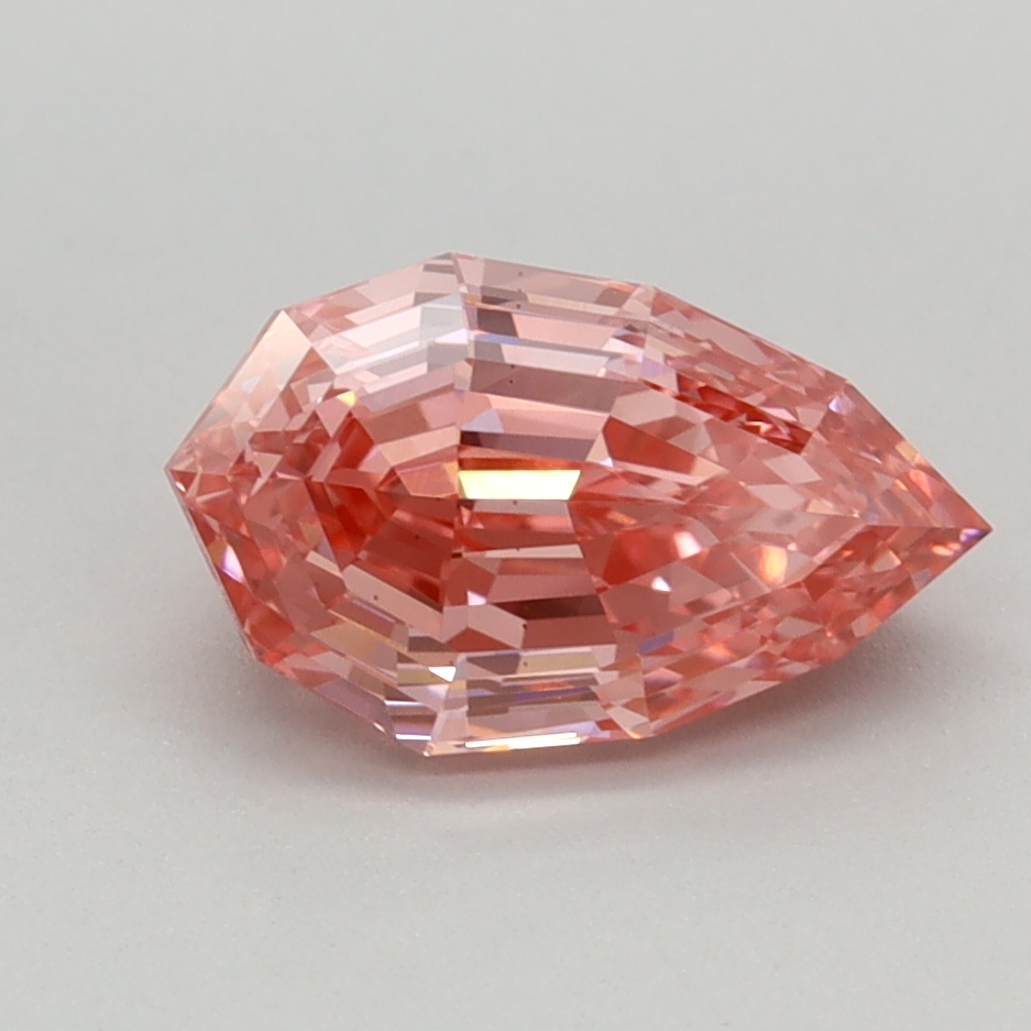 1.26 carat Fancy Vivid Pink Pear Step Cut lab grown diamond, VS2, IGI certified