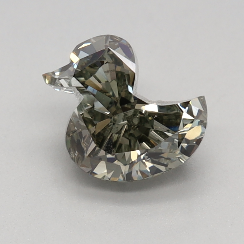1.04 carat Fancy Vivid Green Duck lab grown diamond, VS1, IGI certified