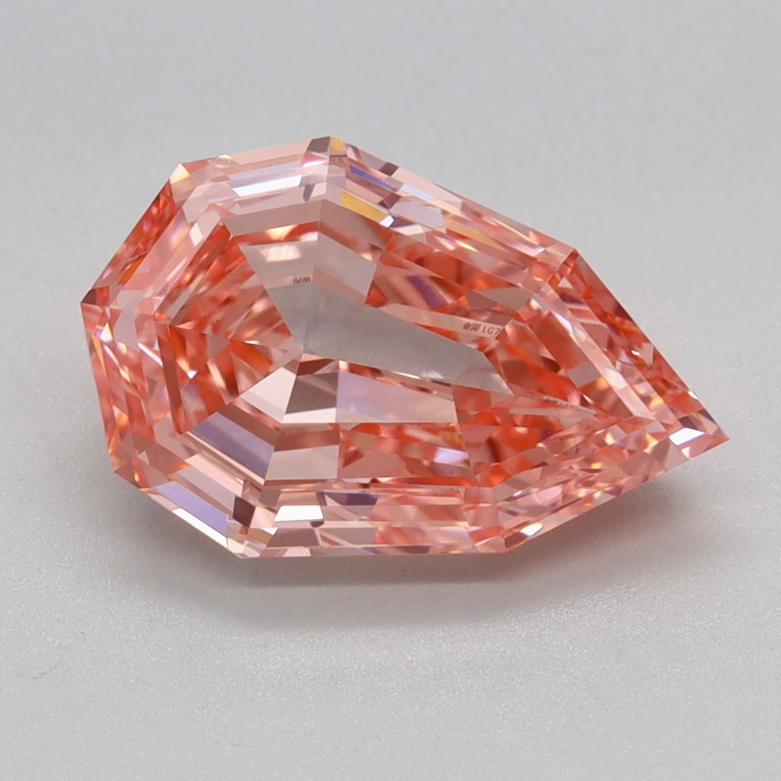 2.41 carat Fancy Vivid Pink Pear Step Cut lab grown diamond, VVS2, IGI certified
