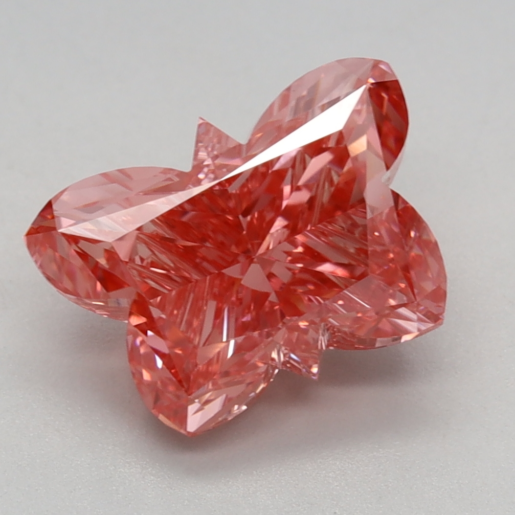 2.47 carat Fancy Vivid Pink Butterfly lab grown diamond, VVS2, IGI certified