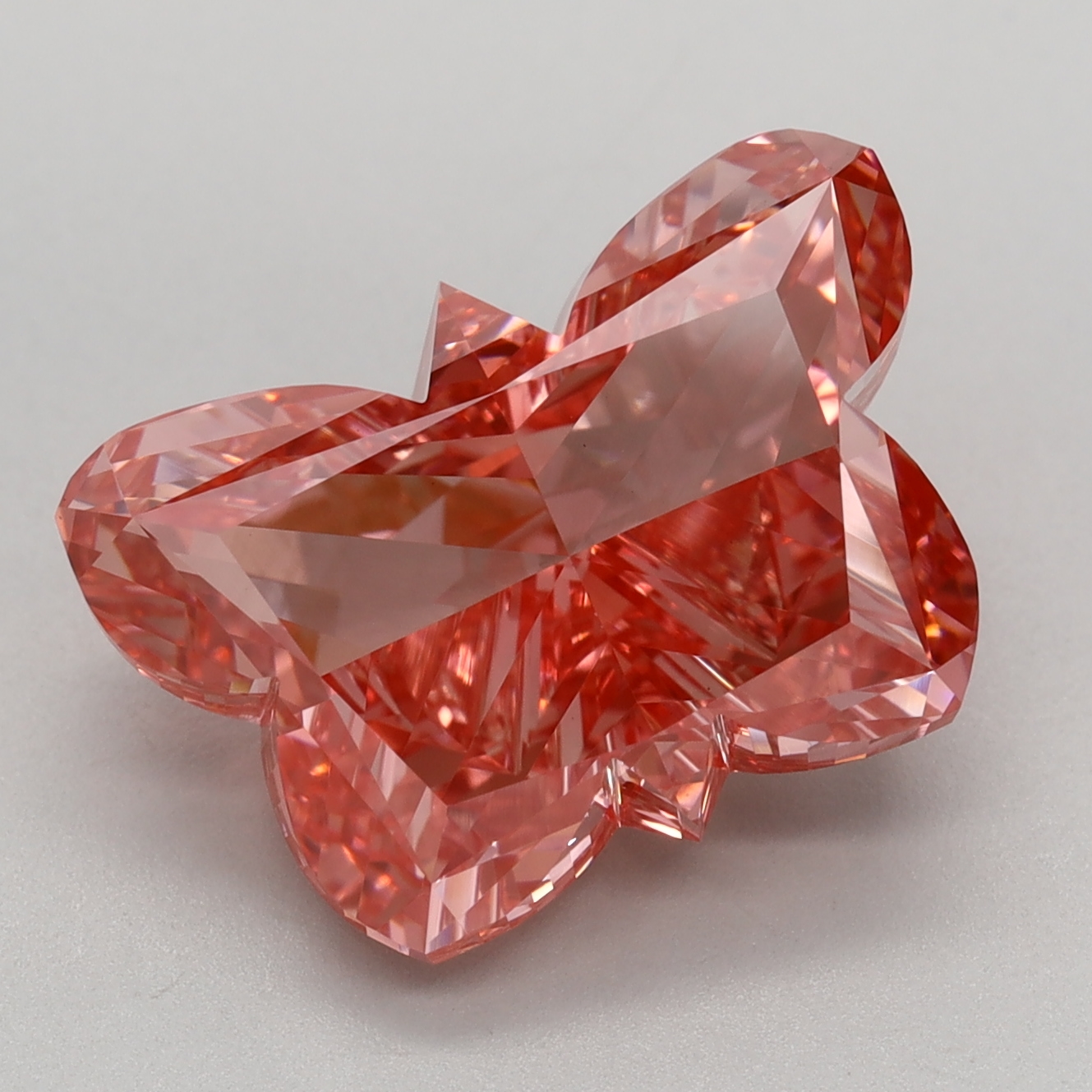 5.53 carat Fancy Vivid Pink Butterfly lab grown diamond, VVS2, IGI certified