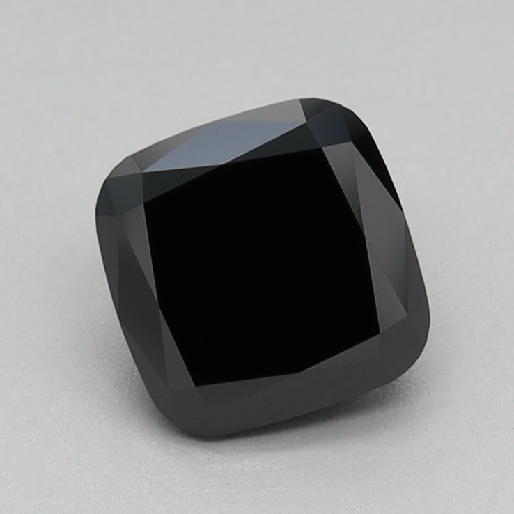 0.74 carat Fancy Black Cushion lab grown diamond, VVS2, IGI certified
