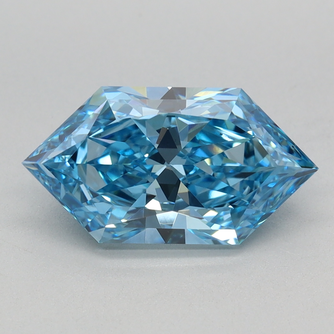 1.65 carat Fancy Vivid Blue Hexagon Brilliant lab grown diamond, VVS2, IGI certified
